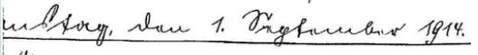 Dienstag, den 1. September 1914 in Sütterlin handschriftlich geschrieben