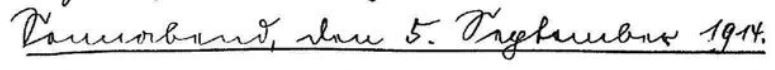 Handschriftlich in Sütterlin: Sonnabend, den 5. September 1914