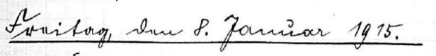 handschriftlich in Sütterlin: Freitag, den 8. Januar 1915
