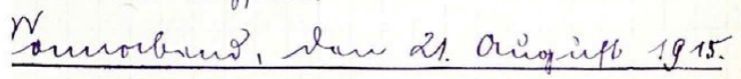 handschriftlich: Sonnabend, den 21. August 1915