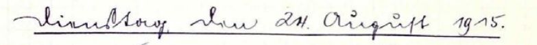 handschriftlich: Dienstag, den 24. August 1915