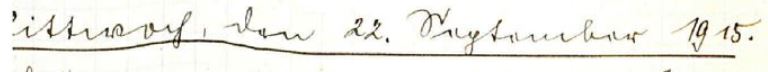 handschriftlich: Mittwoch, den 22. September 1915.