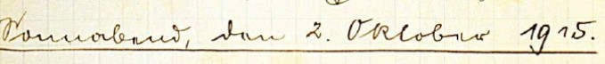 handschriftlicher Eintrag aus dem Kriegstagebuch: Sonnabend, den 2. Oktober 1915.