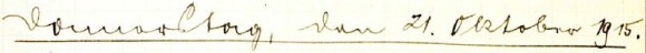 handschriftliche Tagebucheintragsüberschrift: Donnerstag, den 21. Oktober 1915