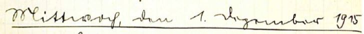 Kriegstagebuchüberschrift: Mittwoch, den 1. Dezember 1915