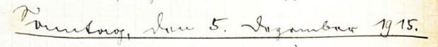 handschriftliche Originalüberschrift: Sonntag, den 5. Dezember 1915.