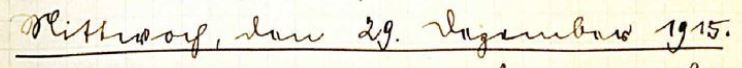 handschriftlich aus Kriegstagebuch: Mittwoch, den 29. November 1915