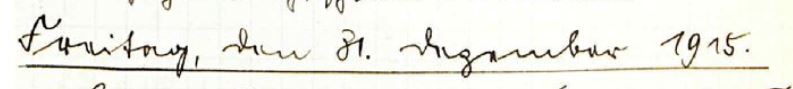 handschriftliche Überschrift: Freitag, den 31. Dezember 1915
