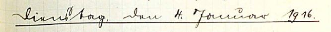 handschriftliche Überschrift: Dienstag, den 4. Januar 1916