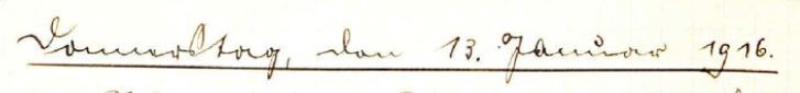 handschriftliche Überschrift: Donnerstag, den 13. Januar 1916
