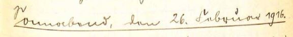Kriegstagebucg. handschriftliche Überschrift: Sonnabend den 26. Februar 1916