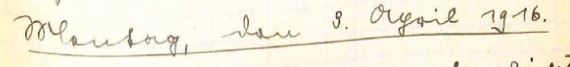 Kriegstagebuchüberschrift: Montag, den 3. April 1916.