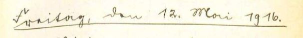 Originale Tagebuchüberschrift: Freitag, den 12. Mai 1916.