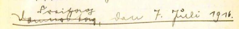 handschriftliche Tagebuchüberschrift mit korrigiertem Wochentag