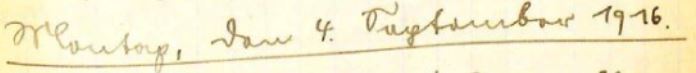 handschriftliche Tagebuchüberschrift: Montag, den 4. September 1916.