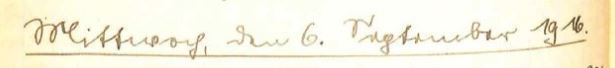 handschriftliche Überschrift: Mittwoch, den 6. September 1916