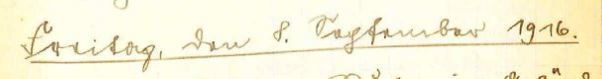 handschriftliche Originalüberschrift: Freitag, den 8. September 1916