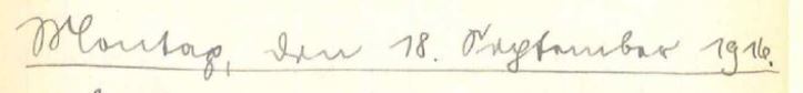 handschriftliche originale Überschrift: Montag, den 18. September 1916