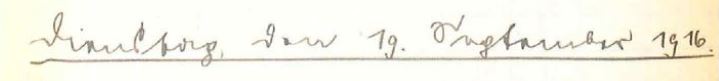 Kurrentschrift: Dienstag, den 19. September 1916