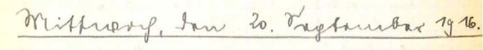 originale Tagebuchüberschrift: Mittwoch, den 20. September 1916