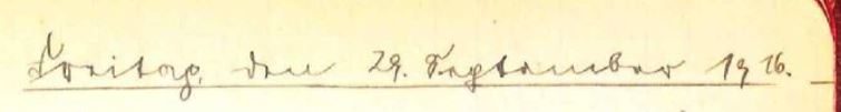 originale handschriftliche Überschrift: Freitag, den 29. September 1916.