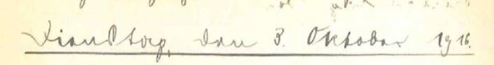 handschriftliche Originalüberschrift: Dienstag, den 3. Oktober 1916.