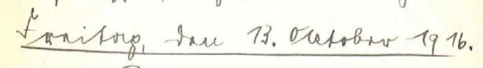 originale Handschrift: Freitag, den 13. Oktober 1916.